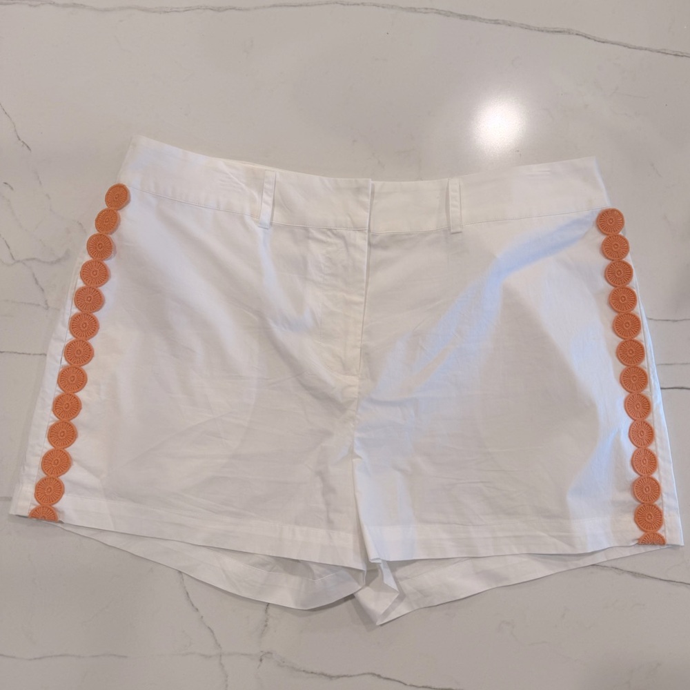Hale Bob White and Orange Bermuda Shorts, Size L, NWOT